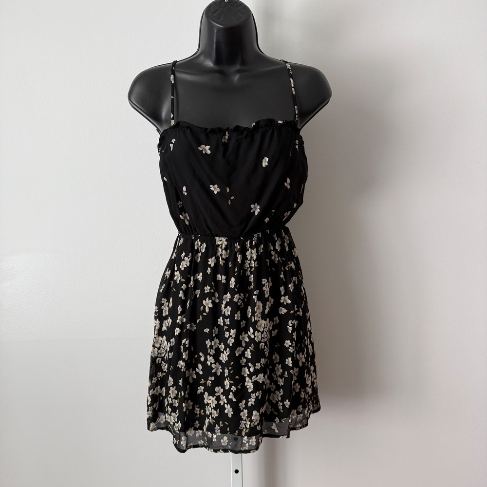 Reformation S Black Cottage Fairy 90s Soft Girl Floral Mini Dress Summer